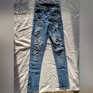 Rue21 Blue Distressed Skinny Jeans